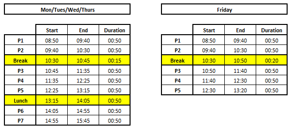 School Timings